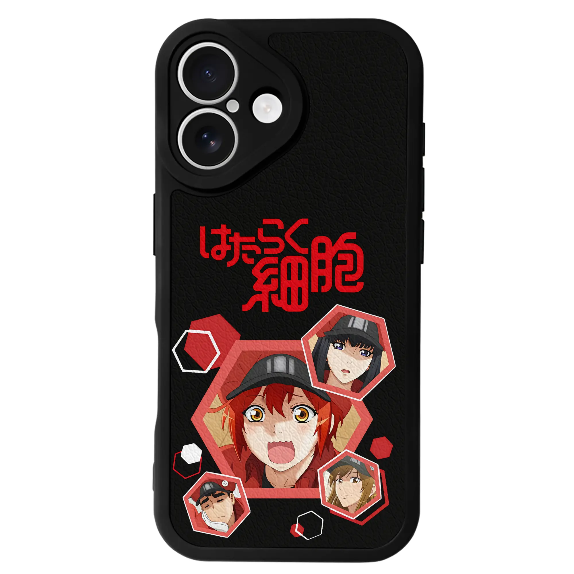 はたらく細胞 グッズ,赤血球 - IPhone 16シリーズ対応 ・ シリコンスマホケース ・ レザー調 ・ 高精度フィット ・ 耐衝撃 ・ ワイヤレス充電対応 ・ 精密カット